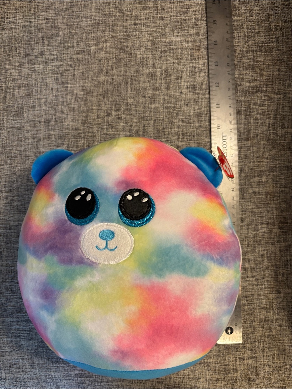 Ty Rainbow Tie-Dye Hope Bear Plush with Blue Accents